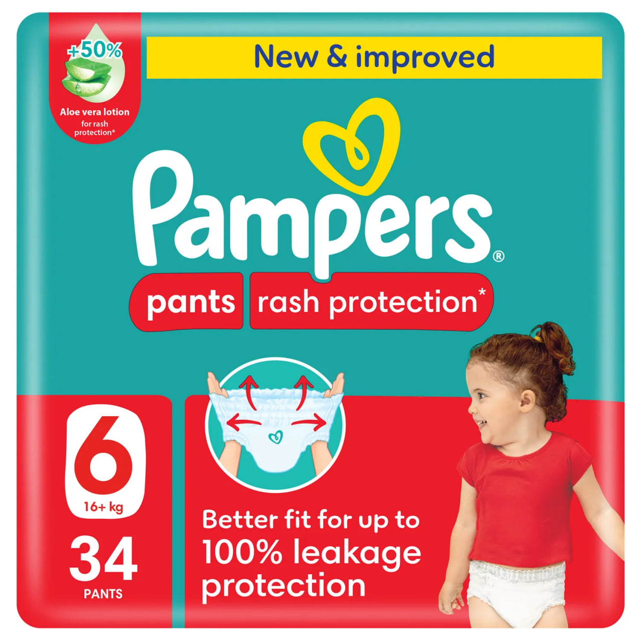 Pampers Rash Protection Pants Size 6 (34 Pieces)